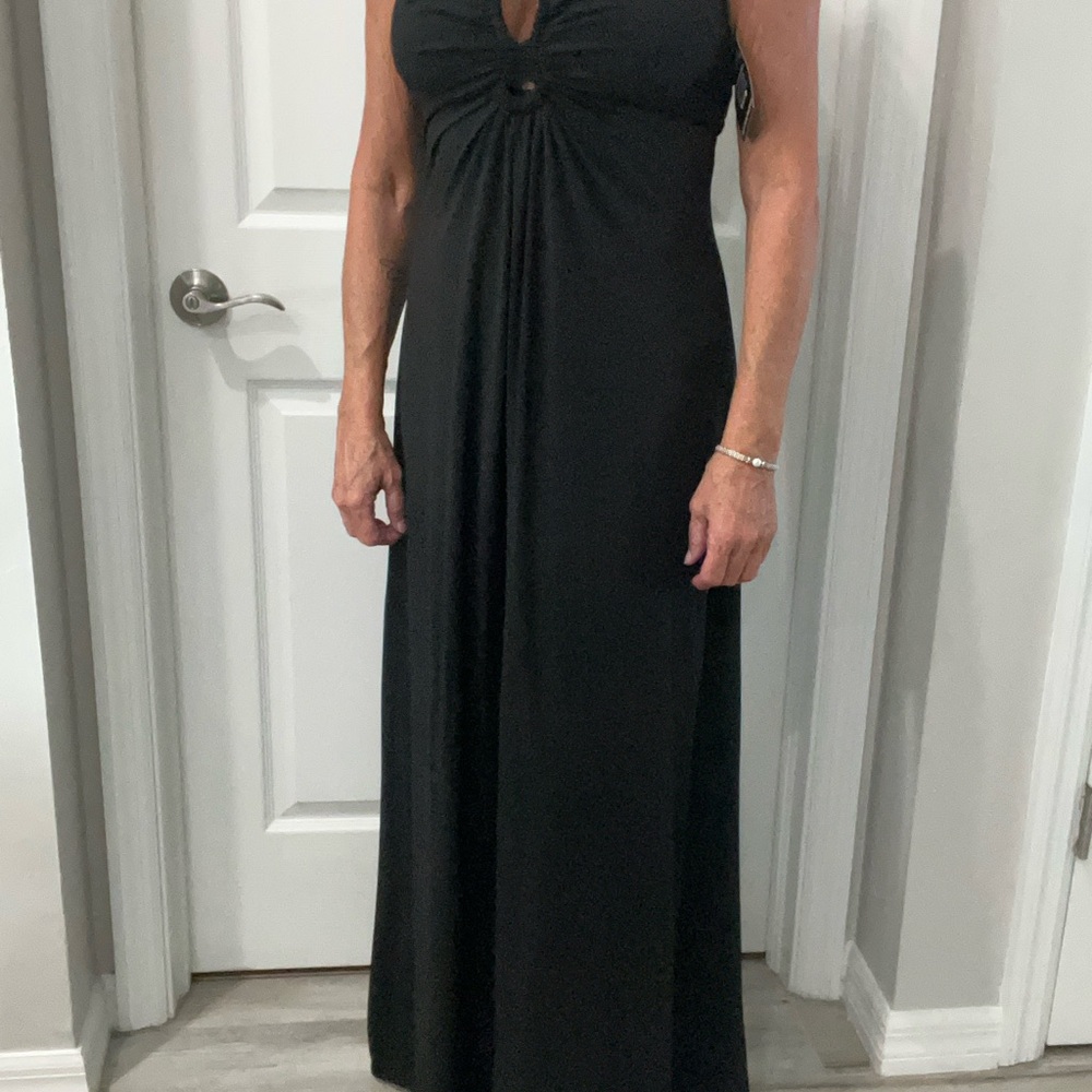 Boston Proper Elegant Black Spandex Maxi Dress